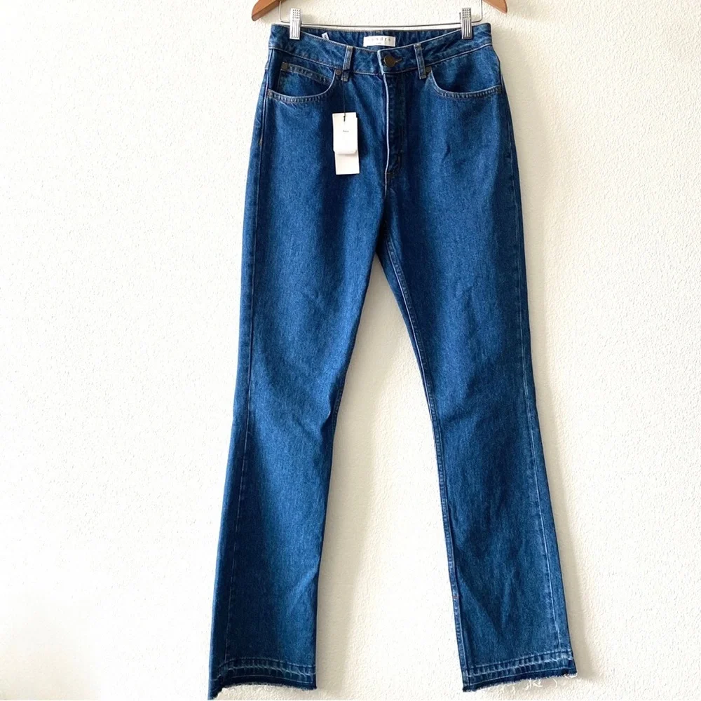 Sandro Paris NWT Viky Slit Release Hem Straight Leg Jeans in Blue Vintage - Picture 3 of 10